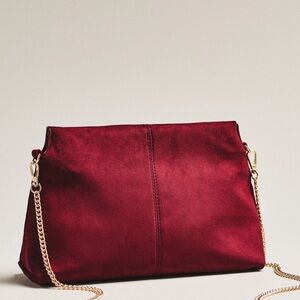 Anthropologie Modaluxe Faux Suede Clutch Red